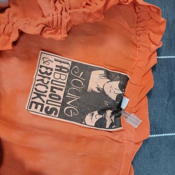 young fabulous and broke womens s Silk Orange Romper tiedye boho festival comfy - Picture 5 of 7